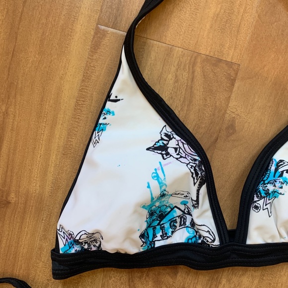 Y2K Tattoo Print Rusty Bikini 2 Piece Bathing Suit Size Medium - Picture 3 of 9